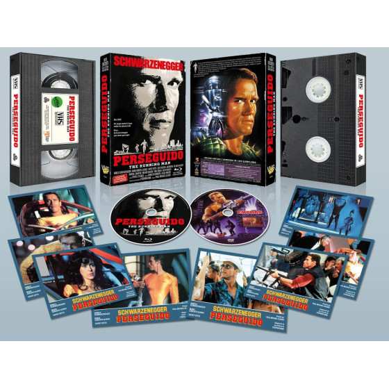 Perseguido (The Running Man) - Blu-Ray + DVD Extras Caja VHS Vintage + 8 postales [DVD/BLU-RAY]