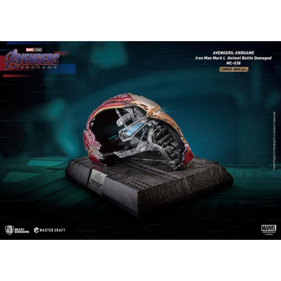 Avengers Endgame Estatua Master Craft Iron Man Mark50 Helmet Battle Damaged 22 cm